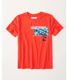 Abercrombie Orange Print Logo Graphic Tee 